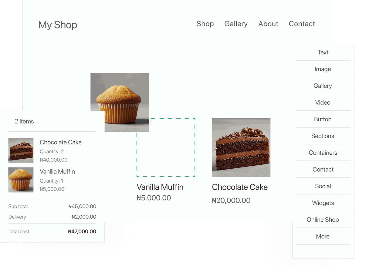 WhoGoHost online store builder interface